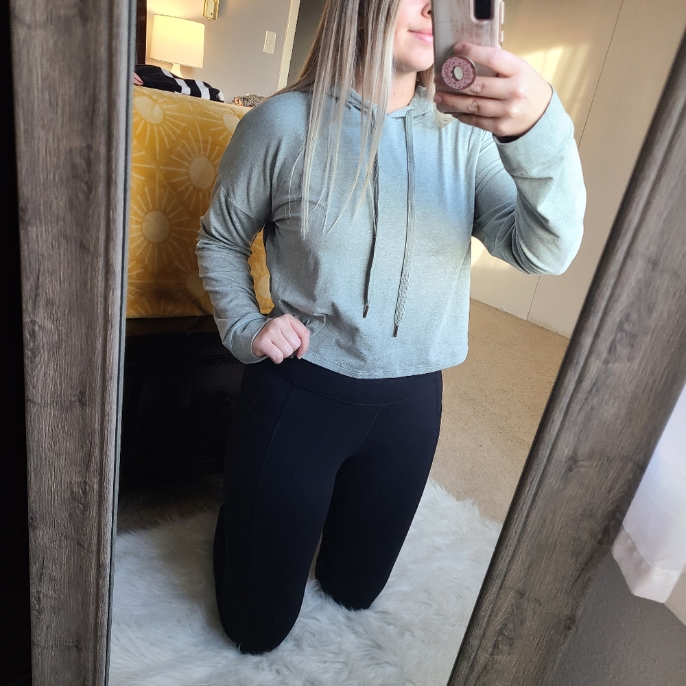 Marika Mint Green Hooded Crop Top